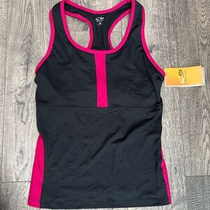 C9 by Champion Black and Pink Fitted Tank Top